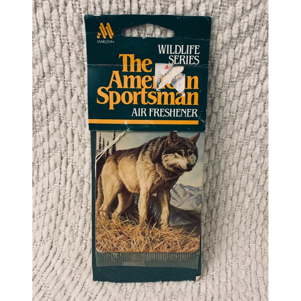 Vintage Marlenn Air Freshener Green Wolf American Sportsman Wildlife Series Art
